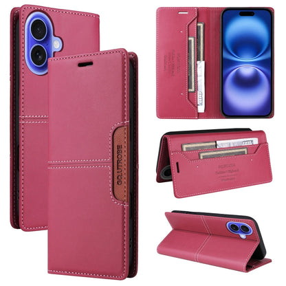 For iPhone 16 Plus GQUTROBE G01 RFID Anti-theft Leather Phone Case(Red)