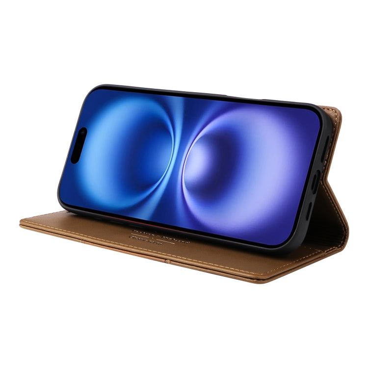 For iPhone 16 Plus GQUTROBE G01 RFID Anti-theft Leather Phone Case(Brown)