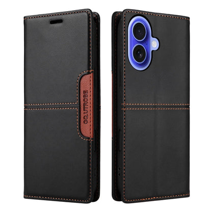 For iPhone 16 Plus GQUTROBE G01 RFID Anti-theft Leather Phone Case(Black)