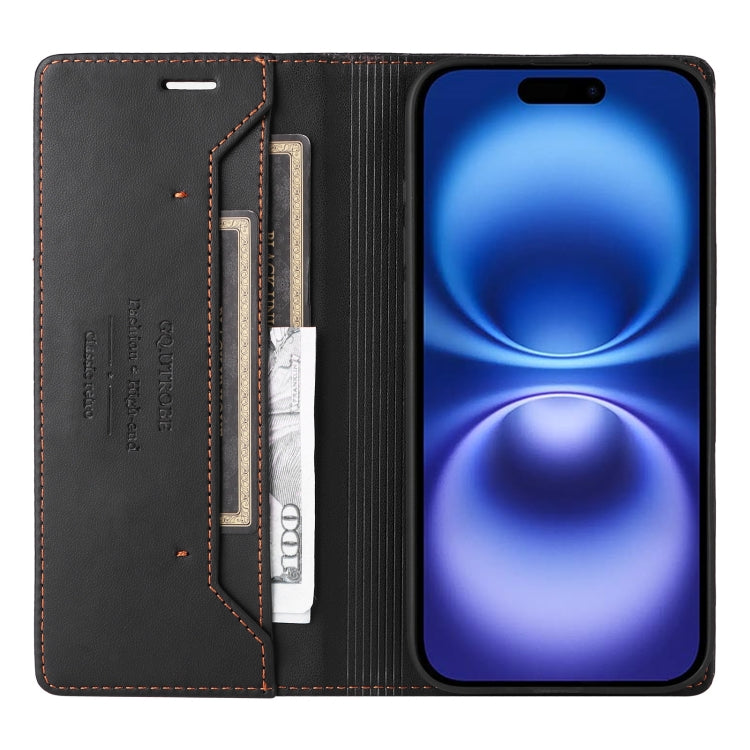 For iPhone 16 Plus GQUTROBE G01 RFID Anti-theft Leather Phone Case(Black)