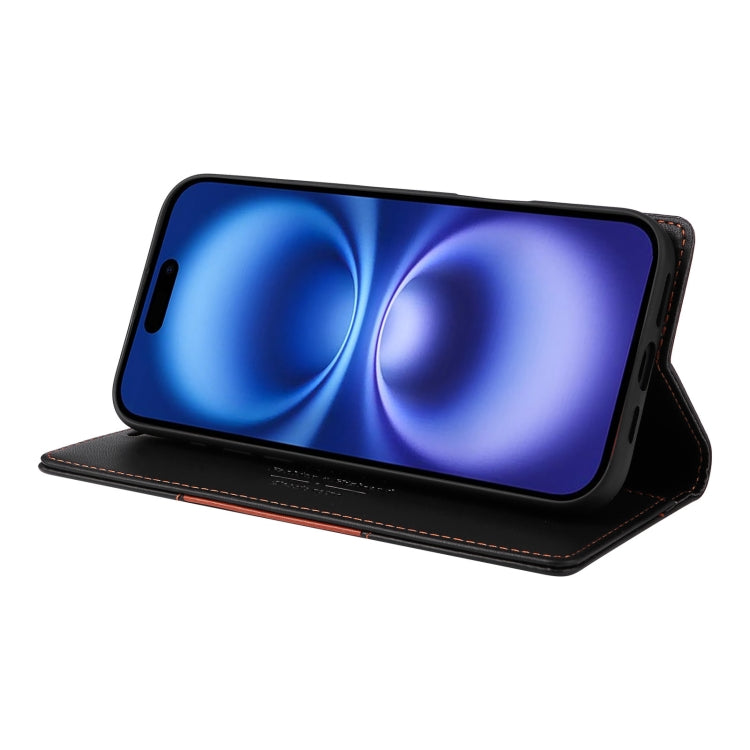 For iPhone 16 Plus GQUTROBE G01 RFID Anti-theft Leather Phone Case(Black)