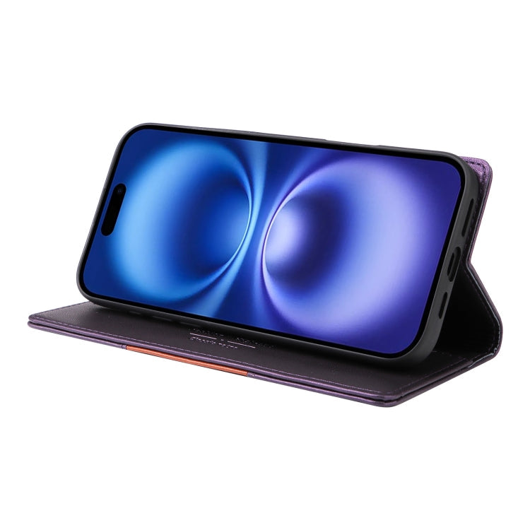 For iPhone 16 Plus GQUTROBE G01 RFID Anti-theft Leather Phone Case(Purple)