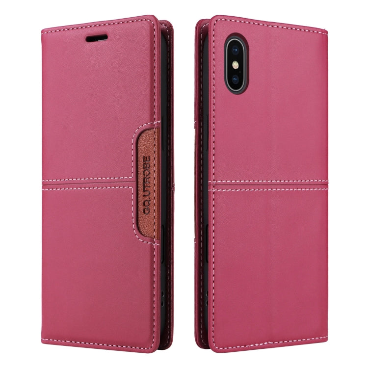For iPhone XS / X GQUTROBE G01 RFID Anti-theft Leather Phone Case(Red)