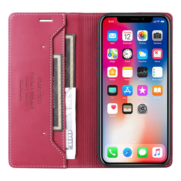 For iPhone XS / X GQUTROBE G01 RFID Anti-theft Leather Phone Case(Red)