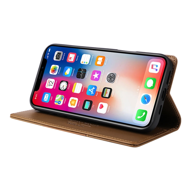 For iPhone XS / X GQUTROBE G01 RFID Anti-theft Leather Phone Case(Brown)