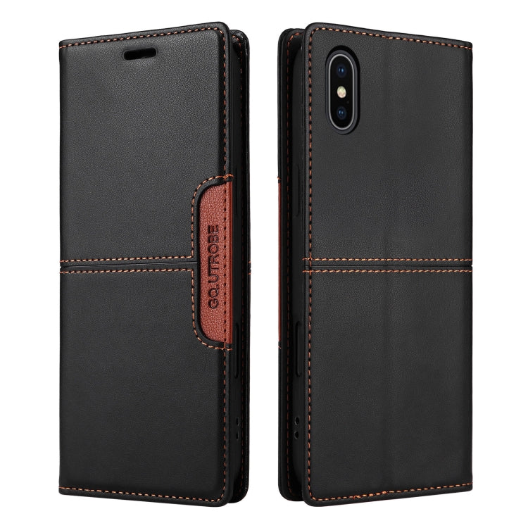 For iPhone XS / X GQUTROBE G01 RFID Anti-theft Leather Phone Case(Black)