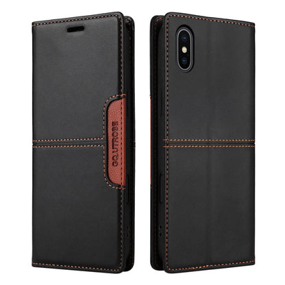 For iPhone XS / X GQUTROBE G01 RFID Anti-theft Leather Phone Case(Black)