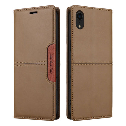 For iPhone XR GQUTROBE G01 RFID Anti-theft Leather Phone Case(Brown)