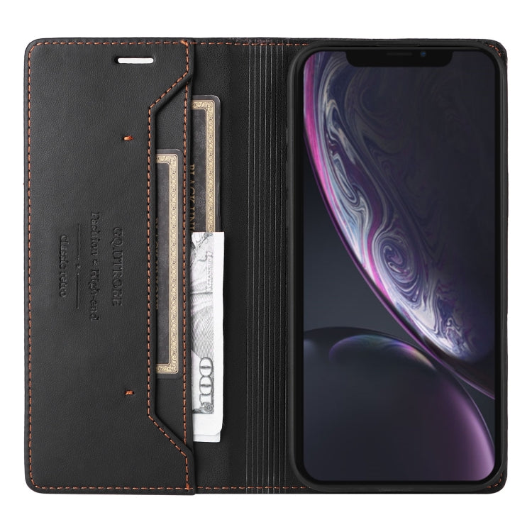 For iPhone XR GQUTROBE G01 RFID Anti-theft Leather Phone Case(Black)