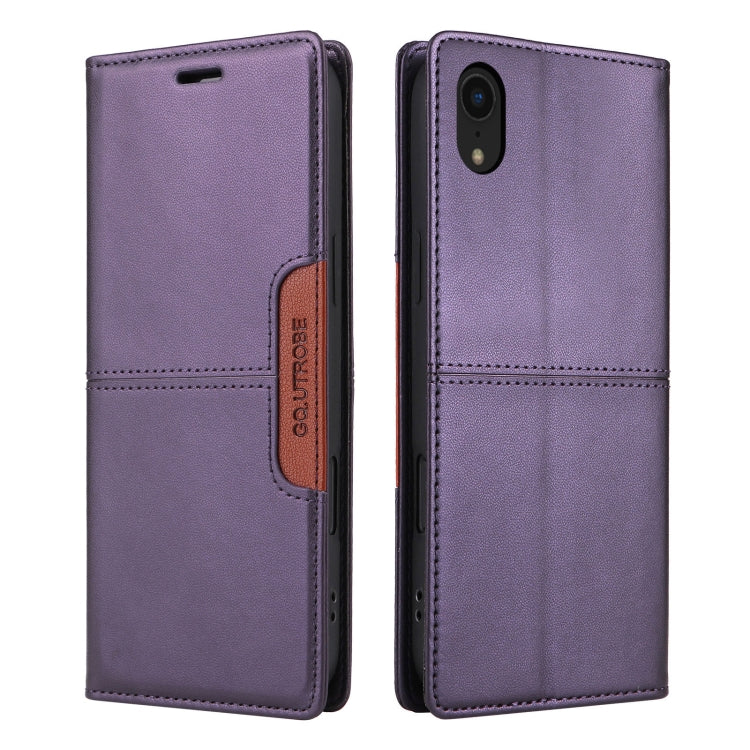 For iPhone XR GQUTROBE G01 RFID Anti-theft Leather Phone Case(Purple)