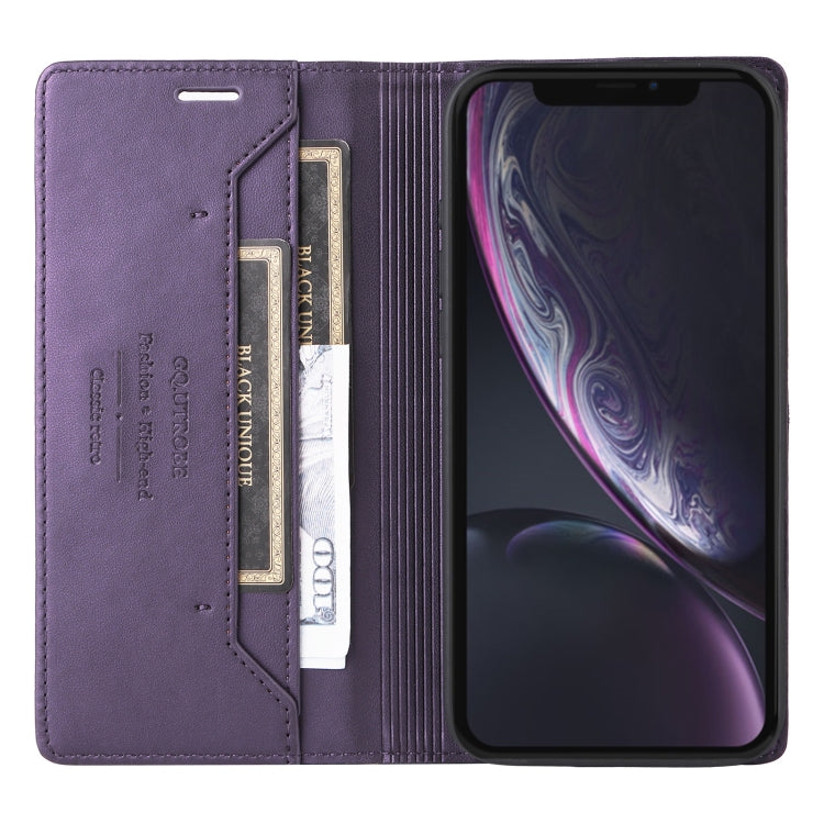 For iPhone XR GQUTROBE G01 RFID Anti-theft Leather Phone Case(Purple)