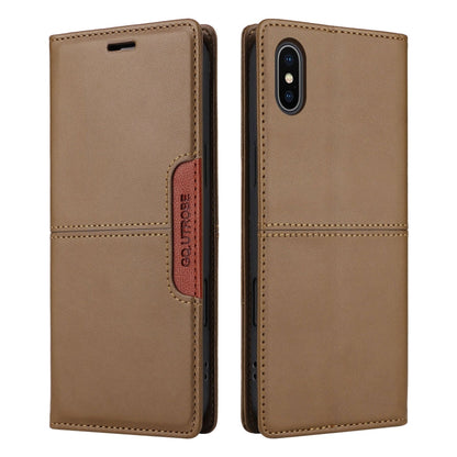 For iPhone XS Max GQUTROBE G01 RFID Anti-theft Leather Phone Case(Brown)