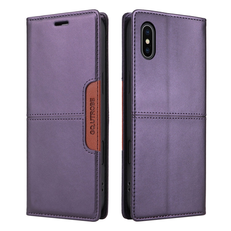 For iPhone XS Max GQUTROBE G01 RFID Anti-theft Leather Phone Case(Purple)