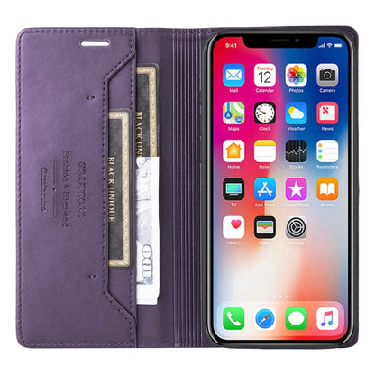 For iPhone XS Max GQUTROBE G01 RFID Anti-theft Leather Phone Case(Purple)