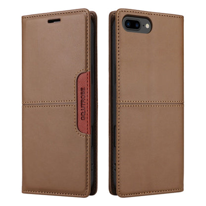 For iPhone 8 Plus / 7 Plus GQUTROBE G01 RFID Anti-theft Leather Phone Case(Brown)