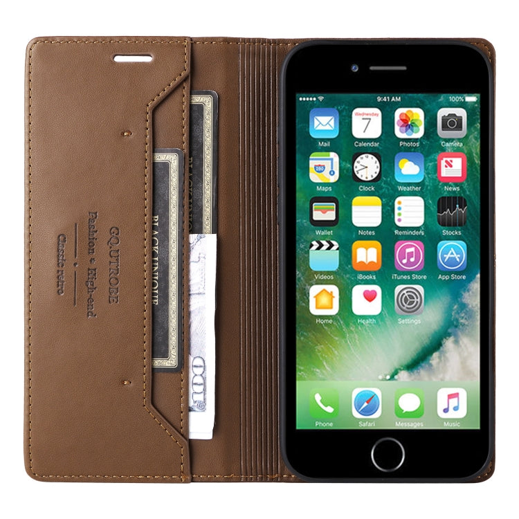 For iPhone 8 Plus / 7 Plus GQUTROBE G01 RFID Anti-theft Leather Phone Case(Brown)