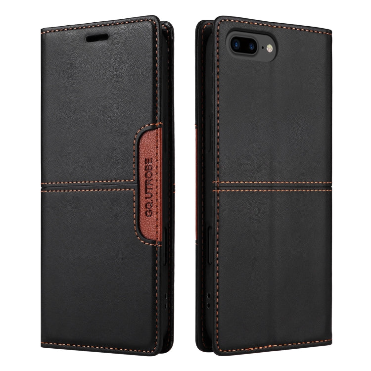 For iPhone 8 Plus / 7 Plus GQUTROBE G01 RFID Anti-theft Leather Phone Case(Black)