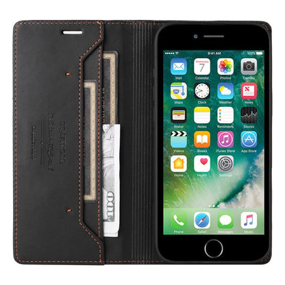 For iPhone 8 Plus / 7 Plus GQUTROBE G01 RFID Anti-theft Leather Phone Case(Black)