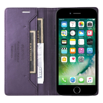 For iPhone 8 Plus / 7 Plus GQUTROBE G01 RFID Anti-theft Leather Phone Case(Purple)
