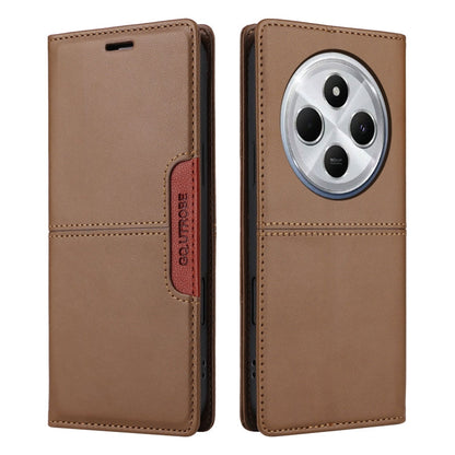 For Redmi 14C GQUTROBE G01 RFID Anti-theft Leather Phone Case(Brown)