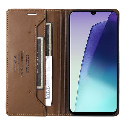 For Redmi 14C GQUTROBE G01 RFID Anti-theft Leather Phone Case(Brown)