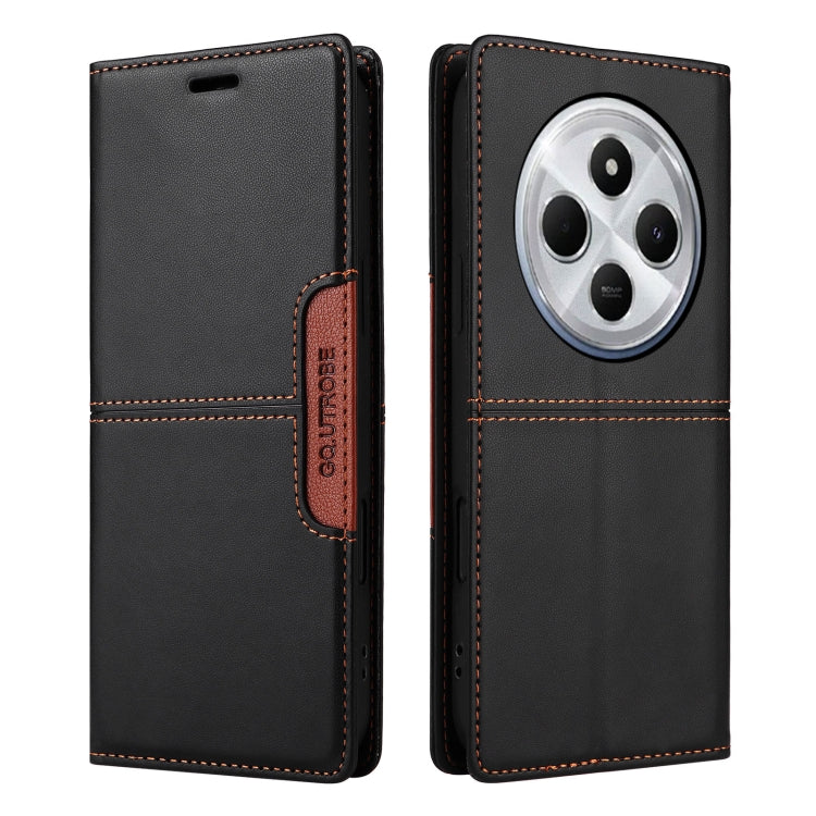 For Redmi 14C GQUTROBE G01 RFID Anti-theft Leather Phone Case(Black)