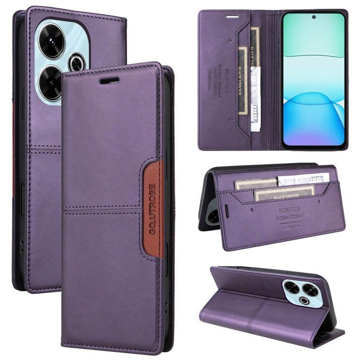 For Redmi 13 4G GQUTROBE G01 RFID Anti-theft Leather Phone Case(Purple)