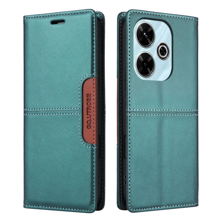 For Redmi 13 4G GQUTROBE G01 RFID Anti-theft Leather Phone Case(Green)