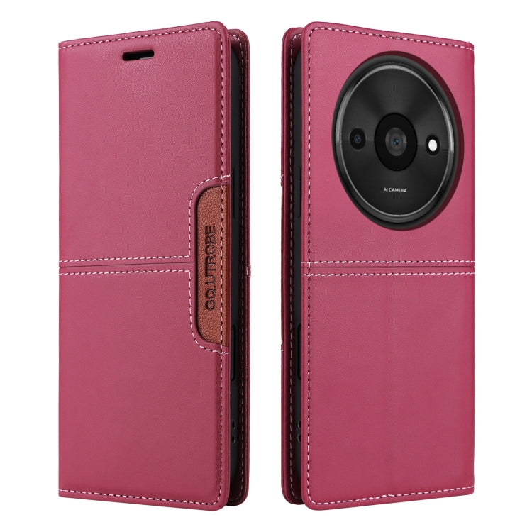 For Redmi A3 4G GQUTROBE G01 RFID Anti-theft Leather Phone Case(Red)