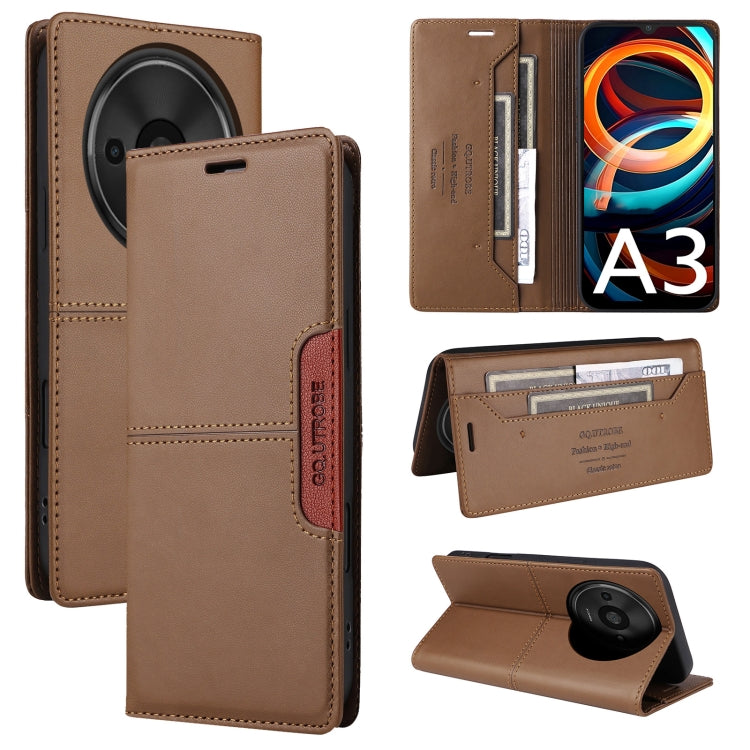 For Redmi A3 4G GQUTROBE G01 RFID Anti-theft Leather Phone Case(Brown)