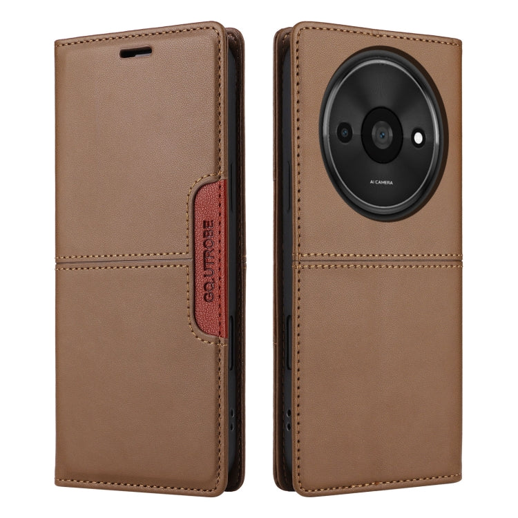 For Redmi A3 4G GQUTROBE G01 RFID Anti-theft Leather Phone Case(Brown)