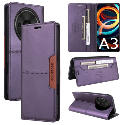 For Redmi A3 4G GQUTROBE G01 RFID Anti-theft Leather Phone Case(Purple)