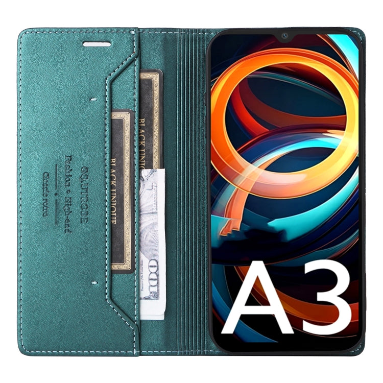 For Redmi A3 4G GQUTROBE G01 RFID Anti-theft Leather Phone Case(Green)