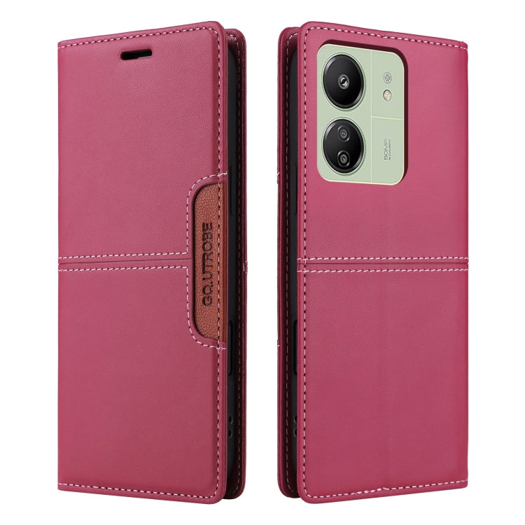 For Redmi 13C GQUTROBE G01 RFID Anti-theft Leather Phone Case(Red)