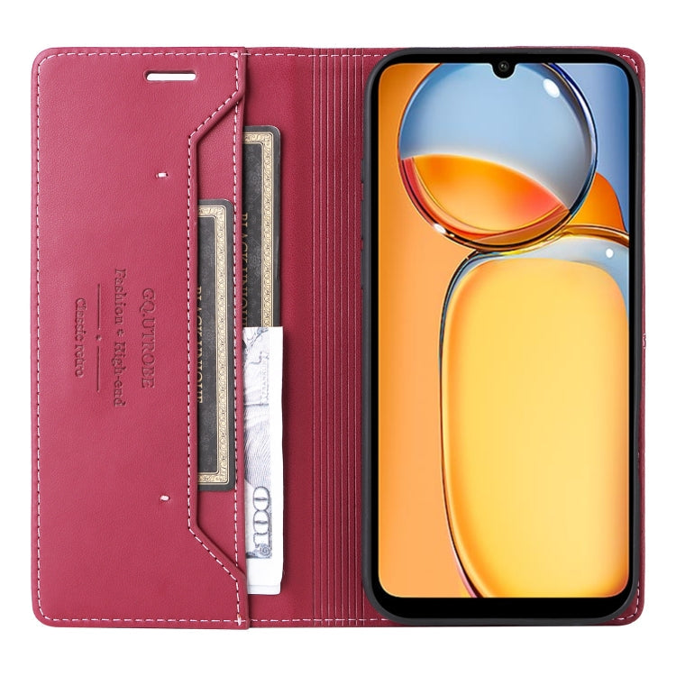 For Redmi 13C GQUTROBE G01 RFID Anti-theft Leather Phone Case(Red)