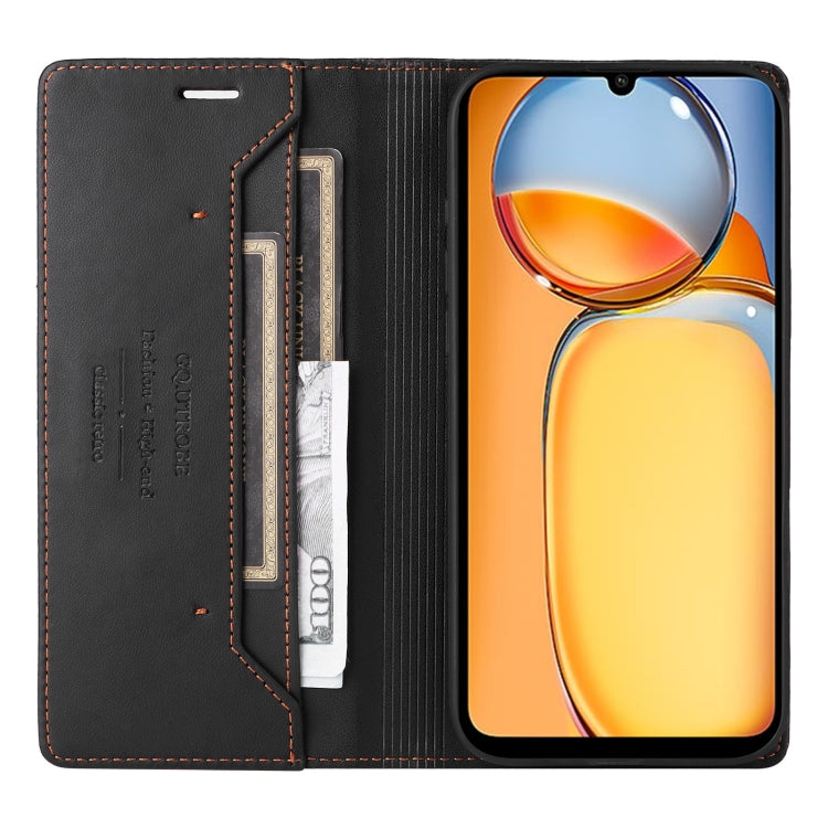 For Redmi 13C GQUTROBE G01 RFID Anti-theft Leather Phone Case(Black)