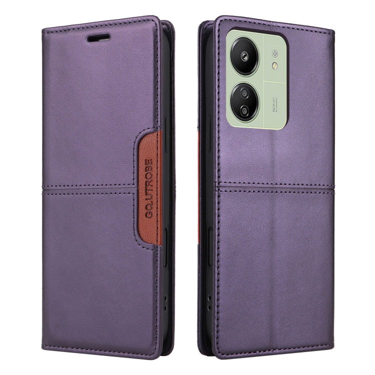 For Redmi 13C GQUTROBE G01 RFID Anti-theft Leather Phone Case(Purple)