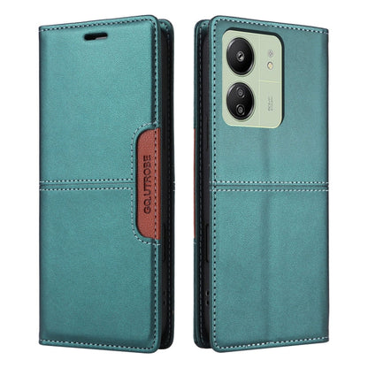For Redmi 13C GQUTROBE G01 RFID Anti-theft Leather Phone Case(Green)