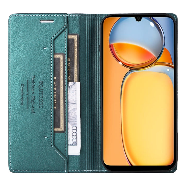 For Redmi 13C GQUTROBE G01 RFID Anti-theft Leather Phone Case(Green)
