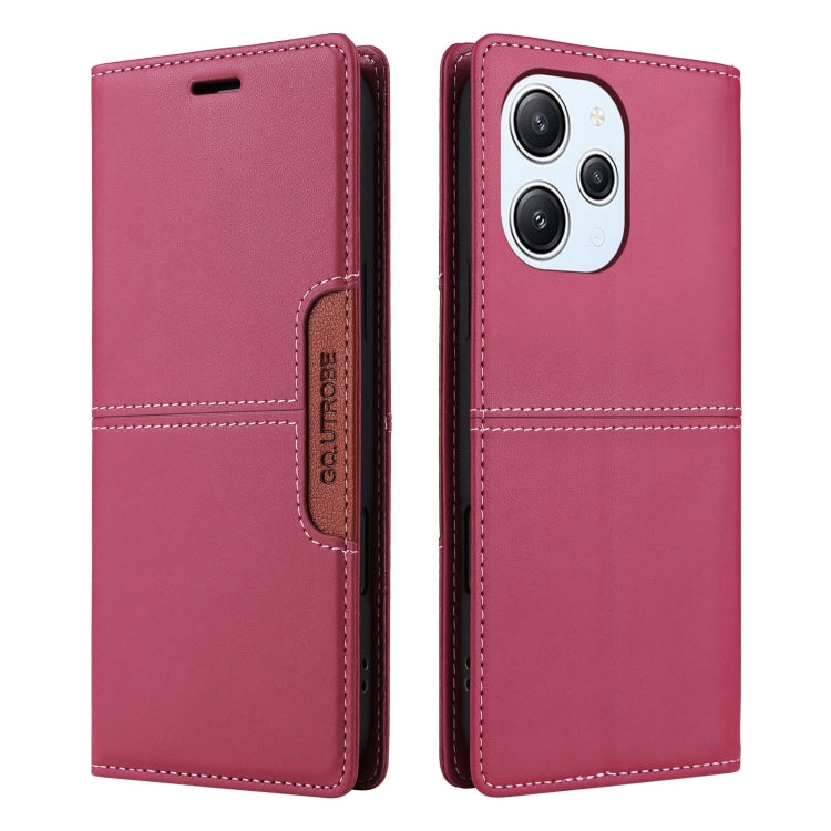 For Redmi 12 4G GQUTROBE G01 RFID Anti-theft Leather Phone Case(Red)