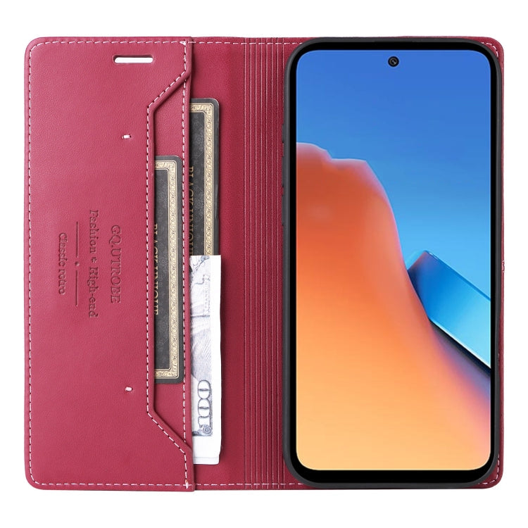 For Redmi 12 4G GQUTROBE G01 RFID Anti-theft Leather Phone Case(Red)