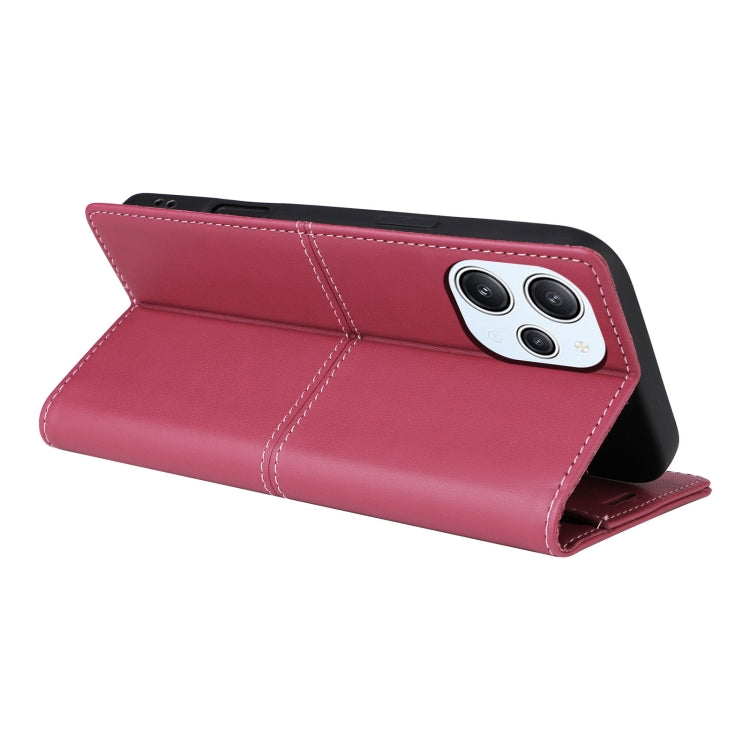 For Redmi 12 4G GQUTROBE G01 RFID Anti-theft Leather Phone Case(Red)