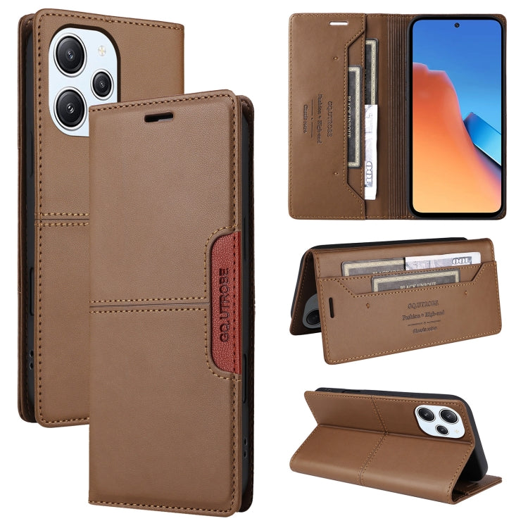 For Redmi 12 4G GQUTROBE G01 RFID Anti-theft Leather Phone Case(Brown)