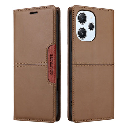 For Redmi 12 4G GQUTROBE G01 RFID Anti-theft Leather Phone Case(Brown)