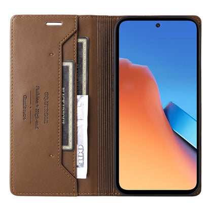 For Redmi 12 4G GQUTROBE G01 RFID Anti-theft Leather Phone Case(Brown)