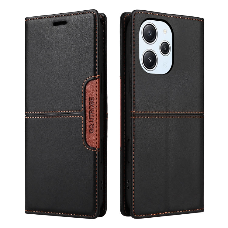 For Redmi 12 4G GQUTROBE G01 RFID Anti-theft Leather Phone Case(Black)