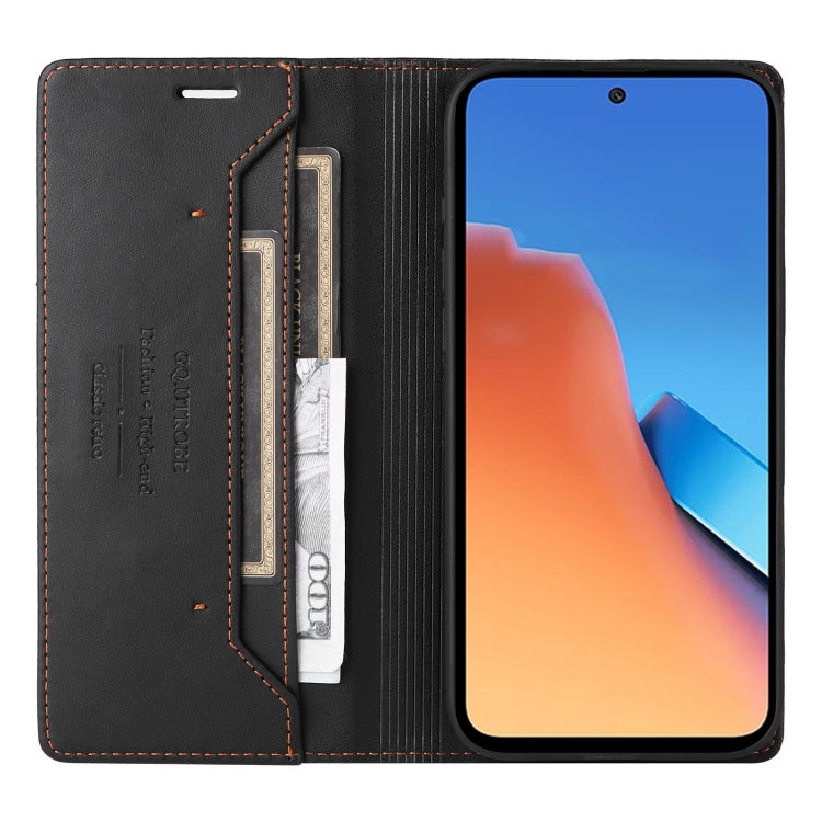 For Redmi 12 4G GQUTROBE G01 RFID Anti-theft Leather Phone Case(Black)