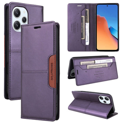 For Redmi 12 4G GQUTROBE G01 RFID Anti-theft Leather Phone Case(Purple)
