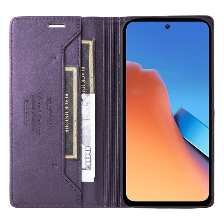 For Redmi 12 4G GQUTROBE G01 RFID Anti-theft Leather Phone Case(Purple)