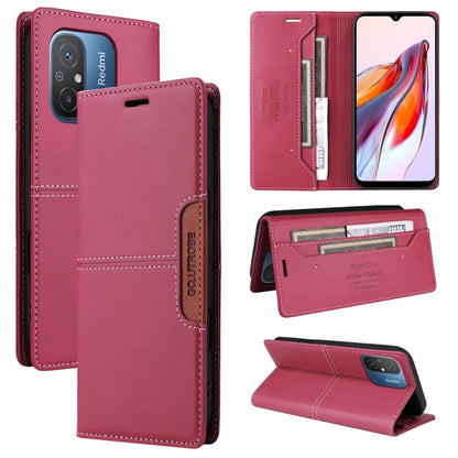 For Redmi 12C GQUTROBE G01 RFID Anti-theft Leather Phone Case(Red)